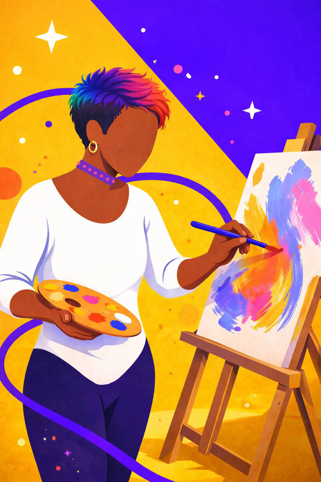 Rendering of an artist painting